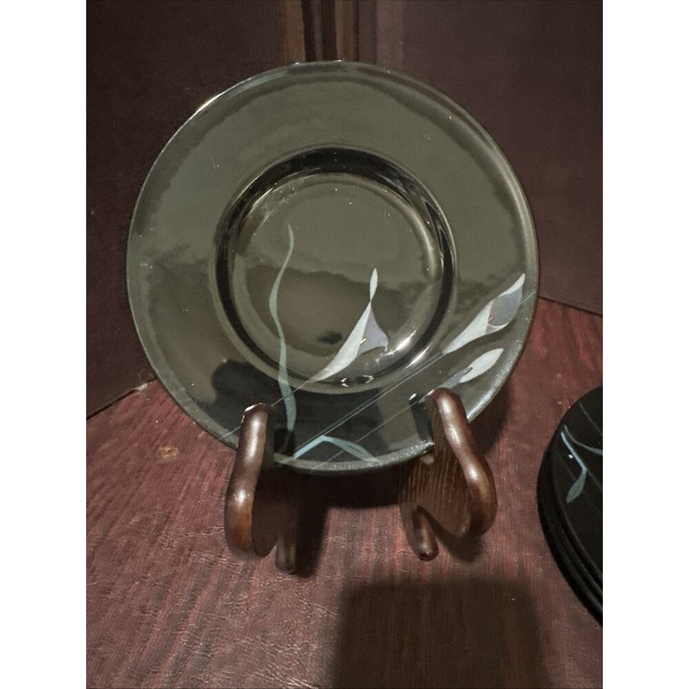 MIKASA GALLERIA OPUS BLACK SAUCERS BREAD PLATES ONLY Set of 4